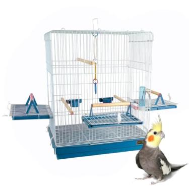 Imagem de Viveiro Gaiola Pássaros Calopsita Aves Triplex(BRANCO/AZUL)