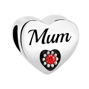 Imagem de MiiFort Pingentes de coração com pedras de nascimento vermelhas para pulseiras Pandora Charms Moments Your Are My Love, One Size, Cobre, Sem Pedra Preciosa