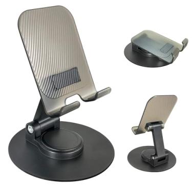 Imagem de Suporte de celular dobrável para mesa, suporte de telefone totalmente ajustável para mesa compatível com iPhone 16 15 14 13 12, Nintendo Switch, todos os telefones (preto)