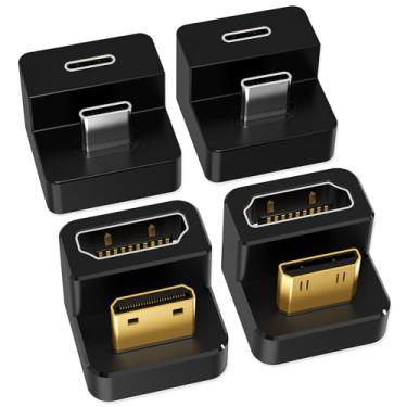Imagem de AGVEE Adaptador USB-C para USB-C angular de 180 graus e mini conversores HDMI para HDMI em forma de U em 2 direções, HDMI 2.0 4K a 60HZ, extensão extensor de acoplador para monitor de exibição