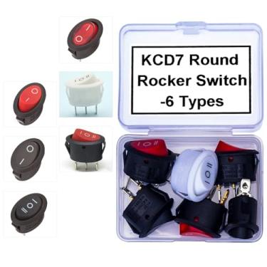 Imagem de Kidisoii Kit sortido de interruptores PCB KCD7, interruptor basculante de barco de 2 pinos de 3 pinos liga/desliga/liga/desliga/liga, interruptor basculante de travamento para caldeiras elétricas de