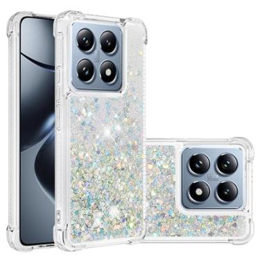 Imagem de COTDINFOR Capa para Xiaomi 14T Capa de telefone transparente com glitter líquido fofo flutuante areia movediça à prova de choque capa protetora de TPU macio para Xiaomi 14T / 14T Pro Love Sliver YB