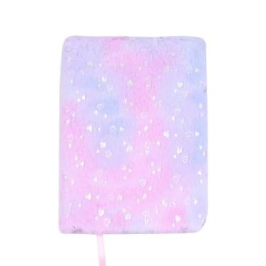 Imagem de BOLLEY JOSS Caderno estrelado de pelúcia diário felpudo para meninas adolescentes bloco de escrita A5 forrado com 160 páginas