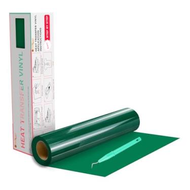 Imagem de HTVRONT HTV rolos de vinil de transferência de calor - vinil HTV verde de 30,5 cm x 6 m para camisas, vinil de ferro em vinil para todas as máquinas de corte - fácil de cortar