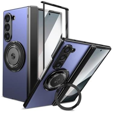 Imagem de GANGANPRO Capa compatível com Samsung Galaxy Z Fold6 5G com suporte giratório para celular com suporte magnético à prova de choque para Samsung Galaxy Z Fold6 5G 19.3 cm, azul