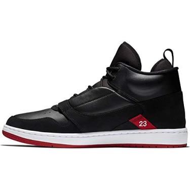 Imagem de NIKE Jordan Tênis de basquete masculino de couro desbotado, cano alto, preto/branco-vermelho, Preto/branco-vermelho academia, 44