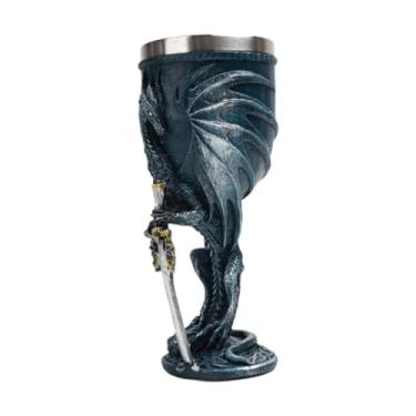 Imagem de Ioensy Taça de taça de resina para decoração de mesa, gravura, coleção de artigos para festas, padrão de dragão, copo de vidro vintage medieval