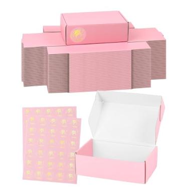 Imagem de TryDrem pequenas caixas de transporte 6x4x2 polegadas 50 pacotes, lindas caixas de papelão ondulado rosa, caixas de embalagem para pequenas empresas, presente de literatura, envio