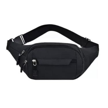 Imagem de Pochete para mulheres e homens, bolsa de cintura fofa de viagem, bolsa de quadril com cinto ajustável para caminhadas, acampamento, esportes, corrida, Preto, One Size