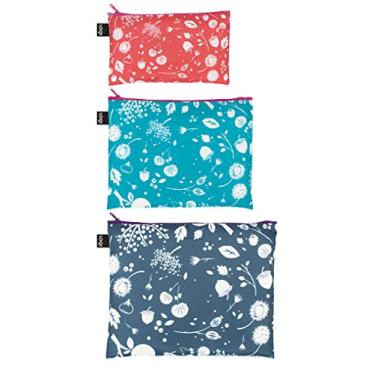 Imagem de LOQI Unissex-adulto (somente mensagens) Viagem, Coral, azul-petróleo, cinza, Set of 3, Bolsa para moedas