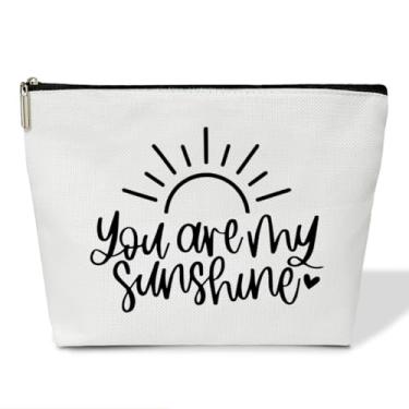 Imagem de You are My Sunshine Bags Sunshine Gifts for Women Bolsa de maquiagem de lona com zíper, presentes de verão para mulheres, bolsa de sol, bolsa de higiene pessoal de viagem com forro Presentes de
