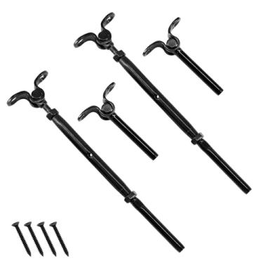 Imagem de (2 peças) Kit de corrimão de cabo preto para cabo de 3/40.6 cm aço inoxidável 316 180° tensor de ângulo ajustável para escadas de madeira