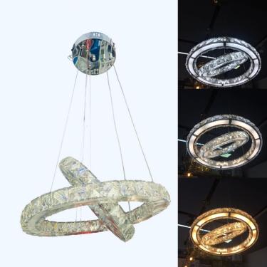 Imagem de Lustre Cristal 2 Aneis 3 Cores De Luz Em 1