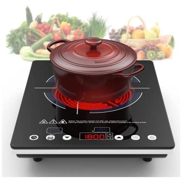 Imagem de Cooktop Elétrico de Indução Portátil com Queimador Único, Painel Digital, 9 Níveis de Potência, Trava para Crianças e Temporizador e