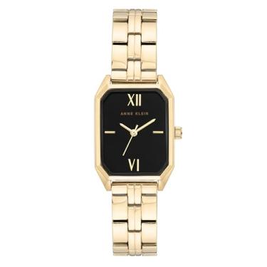 Imagem de Anne Klein Relógio feminino de quartzo japonês com pulseira de metal, dourado, 14 (modelo: AK/3774BKGB), Dourado/preto, Casual