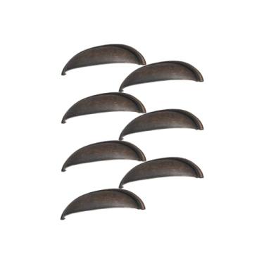 Imagem de 7 Unidades Puxador De Guarda Roupa Armario Concha Meia Lua 64mm (Bronze Envelhecido)
