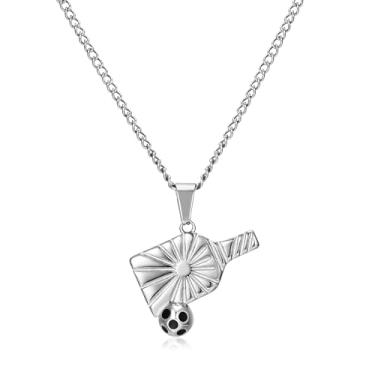 Imagem de Hanreshe Colar de bola de futebol pingente para meninas joias esportivas ouro 14K colar de cruz de futebol para meninos presentes de jogador de futebol, Aço inoxidável, Amazonita