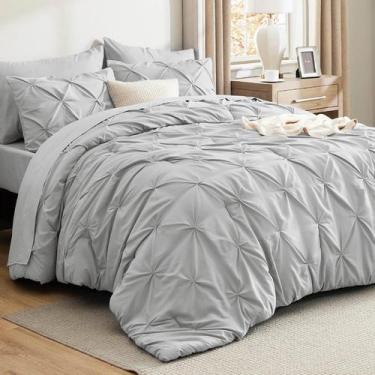 Imagem de Conjunto de Edredom Bedsure King Size Cinza Claro - 7 Peças
