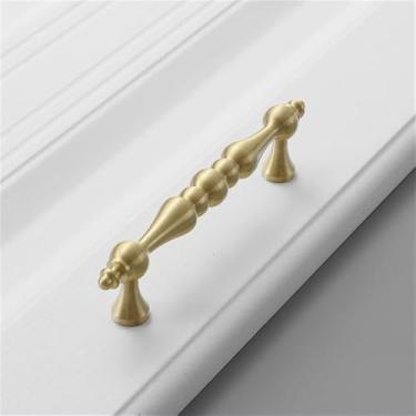 Imagem de Puxador de ouro leve de luxo, cobre puro, moderno, simples, redondo, latão, gaveta, americano, todo em cobre, prata, vintage, puxador de guarda-roupa, ouro escovado, 96 mm