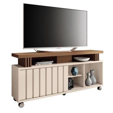 Imagem de Rack Bancada de TV 50 Pol 136cm Briz H01 Castanho/Off White - Mpozenat