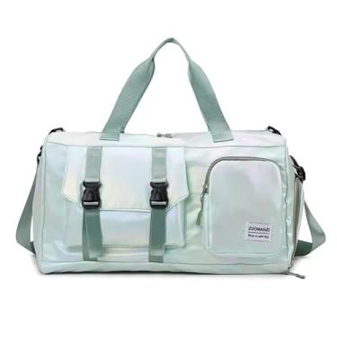 Imagem de Bolsa Mala Feminina Academia Esportiva Viagem Porta Tênis Bolsa de ginástica feminina com compartimento para sapatos e bolso molhado Ótima para academia e pernoite (VERDE)