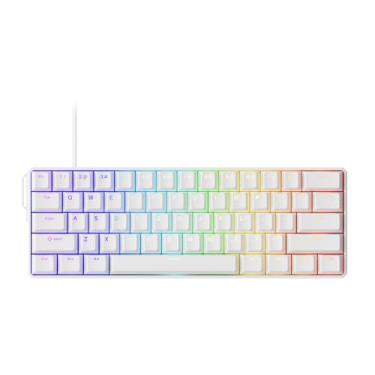 Imagem de MONSGEEK Teclado para jogos FUN60 Ultra Rapid Trigger 8K Interruptor magnético TMR Alumínio com fio 60% MagMech branco brilhante, interruptor magnético