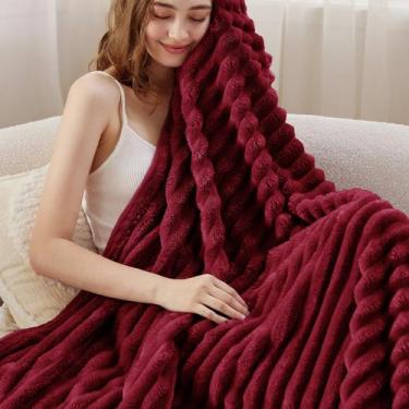 Imagem de Cobertor Fleece Bedsure Vermelho Escuro para Sofá - 130x180cm