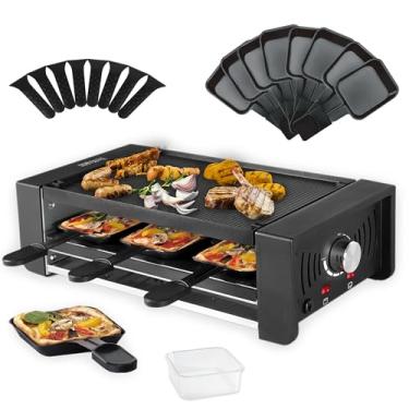 Imagem de Tamarit Tamarit Raclette Party Grill Churrasqueira Elétrica Portátil Coreana Para Ambientes Internos 2 Em 1 Raclette Table Grill Com Revestimento Antiaderente De Cerâmica Placa Para Grelhar 4 Formas