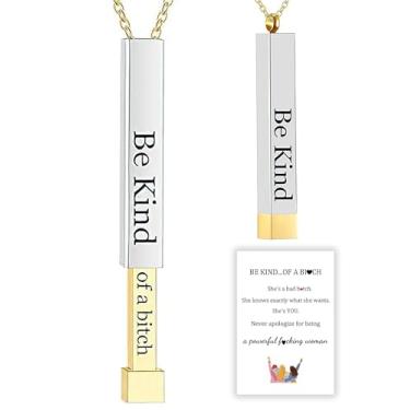 Imagem de Be Kind Of A B Colares para mulheres, colar de mensagem oculta, presente de joias da amizade das irmãs da irmandade para melhores amigas, pingente de tubo quadrado com alça de mensagem oculta