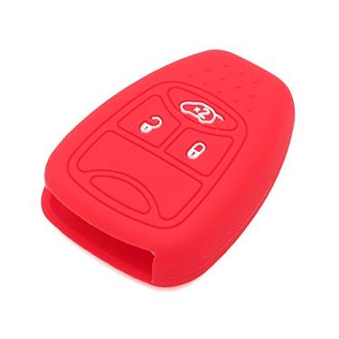 Imagem de SEGADEN capa protetora de silicone suporte de capa jaqueta de pele compatível com CHRYSLER DODGE JEEP controle remoto chave Fob CV4751SEGADEN vermelho CV4751RD