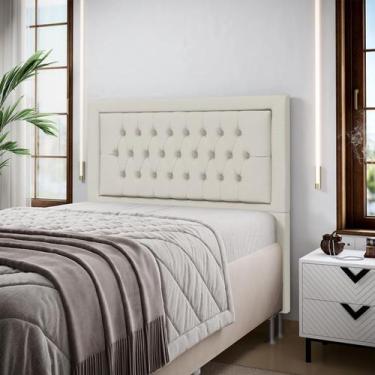 Imagem de Cabeceira Pegasus 195 Premium / A-017 Couro Artificial Bege - ARADECOR