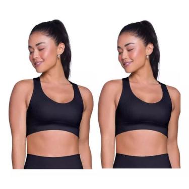 Imagem de Kit 2 Top Nadador Canelado Sem Costura Sport Academia Selene - LuckBab