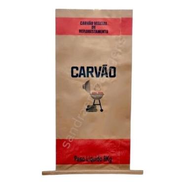 Imagem de Kit com 100 Embalagens para Carvão 8 Kg - Sacos Kraft Multifolhados Reforçados