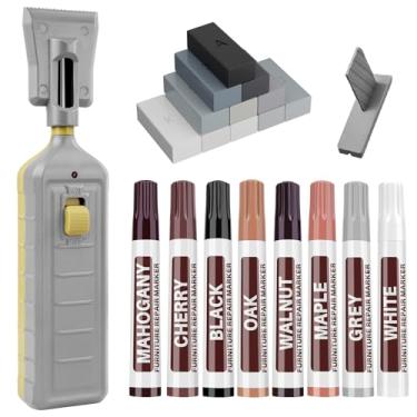 Imagem de Kit de reparo de piso laminado de vinil com caneta térmica, reparo de arranhões de piso de madeira de linóleo - Marcador de madeira de cera de piso de 11 cores restaura arranhões, rachaduras, manchas,