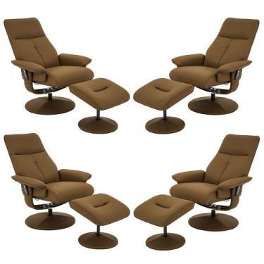 Imagem de Kit 4 Poltronas de Massagem com Apoio de Pés e Giratória Detroit Pu Ca
