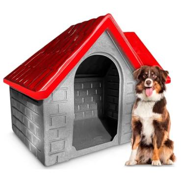 Imagem de Casa Casinha Luxo Grande Plástico Cachorro Caes Pet Bangalo Nº 05 (Vermelho, Nº 05)