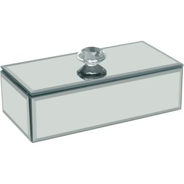 Imagem de PORTA JOIAS ORGANIZADOR DECORATIVO HOME&CO ESPELHADO MDF 4x14x7cm BRANCO