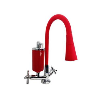 Imagem de Torneira Cozinha Filtro Vermelha Mesa/bancada Gourmet 2 Jatos CasaGran