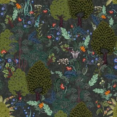 Imagem de VEELIKE Papel de parede moderno da floresta descasque e cole papel de parede da selva temperamental 48 cm x 900 cm, papel de parede botânico escuro para quarto, banheiro, papel de contato tropical