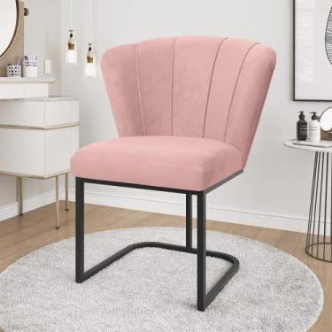 Imagem de Cadeira Poltrona Flor Pés Metal Reforçado Preto Quarto Menina - Balaqu