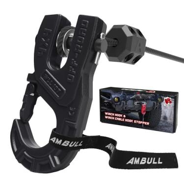 Imagem de AMBULL Gancho de guincho de reboque de 3/20.3 cm com rolha de cabo, gancho de guincho 10T, gancho de guincho de aço forjado resistente, força máxima de 14.500 kg, conjunto de gancho de clipe de gancho