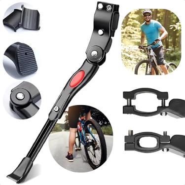 Imagem de Suporte Acessório Pezinho Para Bicicleta Bike Regulável - Descanso Lateral Em Alumínio Com Base Emborrachada Para Aros 20, 24, 26 e 29 - Preto