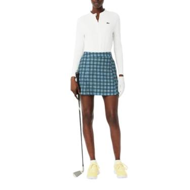 Imagem de Lacoste Saia esportiva feminina ultra seca elástica para golfe com forro, calcário/azul marinho, 34
