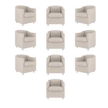 Imagem de Kit 10 Poltronas Decorativa Tilla Consultório Recepção Suede bege