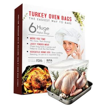 Imagem de Pacote com 6 sacos de forno de solução líquida para assar o peru perfeito assado de frango ou vegetais em sucos para sabor e cozinha mais rápido