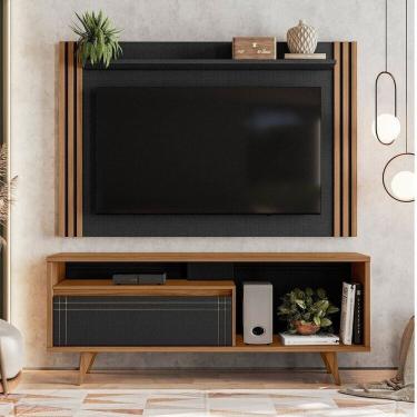 Imagem de Rack com Painel para Tv até 65 Polegadas Ripado Freijo Trend/Preto TX