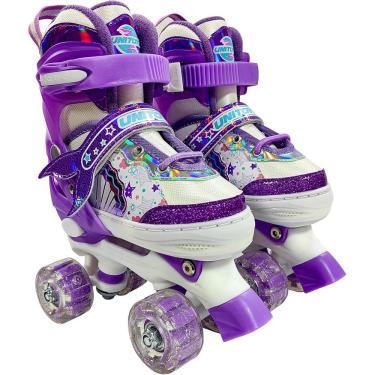 Imagem de Patins Infantil 4 Rodas Sereia C/ Led 34 ao 37 Lilás Unitoys 2652M