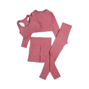 Imagem de Conjunto de Yoga Sem Costura Feminino - Roupas de Ginástica e Fitness,