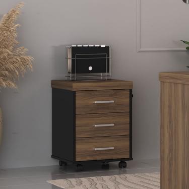 Imagem de Gaveteiro Tamburato 3 Gavetas - Nogal/Preto 6373