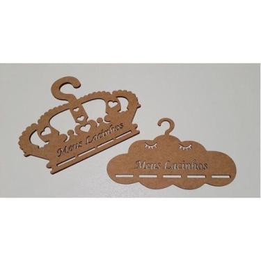 Imagem de Cabide Mdf Nuvem E Coroa Porta Laços Lacinhos - Kit 10 Un - Inova Arte